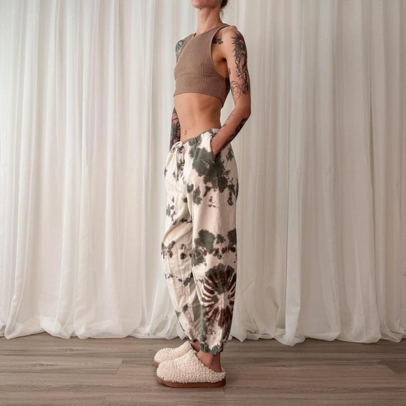Lucky Brand Tie Dye Sweatpants Boho Lounge Pants Neutral Earth Tone Joggers - Picture 5 of 8
